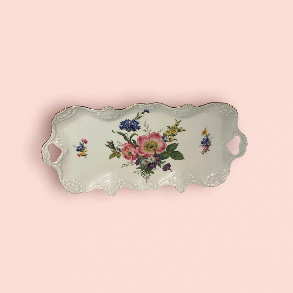 Vintage Kaiser West Germany Floral Porcelain China Trinket Tray Serving Dish - Picture 3 of 12